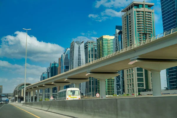 Dubai Uea December 2016 Sheikh Zayed Lalu Lintas Jalan Pada — Stok Foto