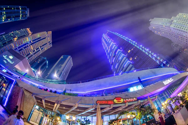 Dubai Eau Décembre 2016 Dubai Marina Nuit Promenade Ville Gratte — Photo