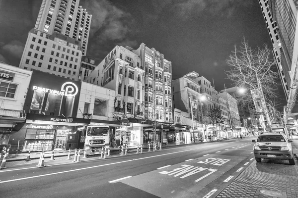 Auckland August 2018 Downtown City Buildings Traffic Night — Stock Photo, Image