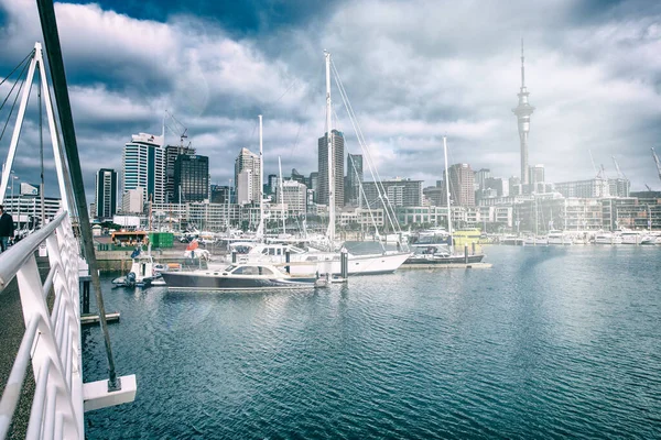 Auckland Août 2018 Auckland Bateaux Bord Eau Par Une Belle — Photo