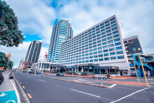 Auckland Agosto 2018 Auckland Waterfront City Streets Buildings Cloudy Morning — Fotografia de Stock