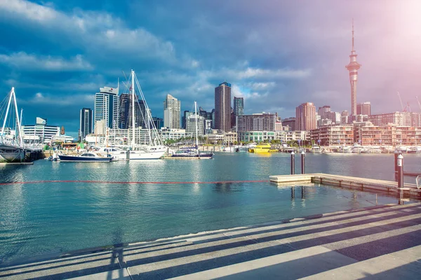 Auckland August 2018 Auckland Waterfront Boats Beautiful Morning — Stock Photo, Image