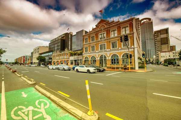 Auckland Ağustos 2018 Auckland Liman Kenti Sokakları Binaları Bulutlu Bir — Stok fotoğraf