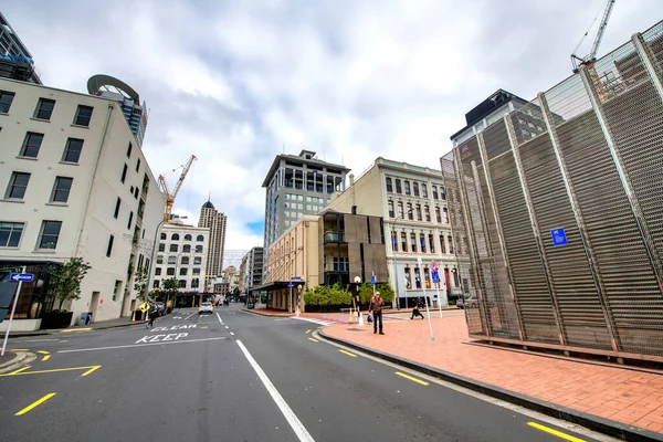 Auckland August 2018 Downtown City Streets Buildings Cloudy Morning — 图库照片