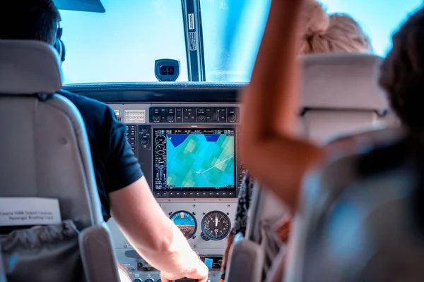 View Insideof Small Aircraft Taking Runway — Stock Photo, Image