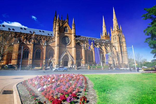 Sydney Agosto 2018 Sydney Mary Cathedral Una Bellissima Giornata Sole — Foto Stock