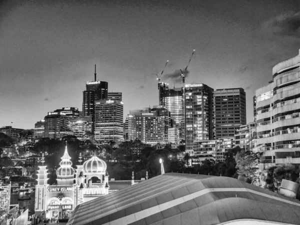 Sydney August 2018 Sydney Luna Park Skyline Vacker Natt — Stockfoto