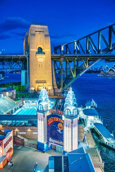 Sydney August 2018 Sydney Luna Park Skyline Einer Schönen Nacht — Stockfoto
