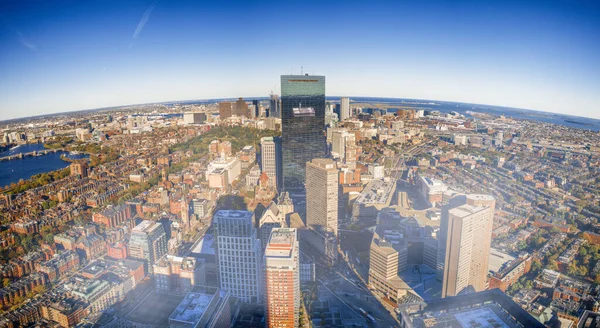 Fantastiska Solnedgångs Färger Boston Flygfoto Över Stadens Skyline Skymningen — Stockfoto