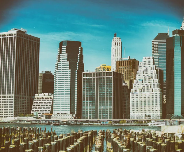 Lower Manhattan Skyline Par Une Belle Journée Ensoleillée New York — Photo