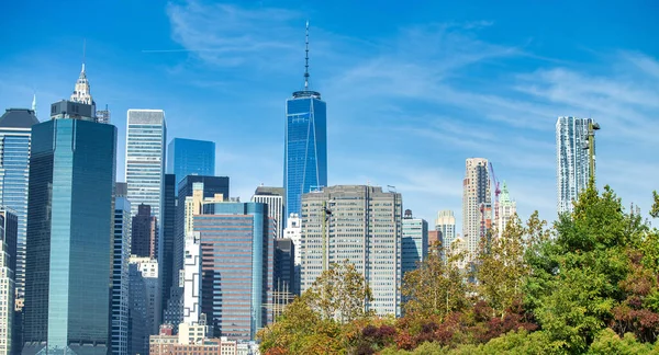 Lower Manhattan Skyline Belo Dia Ensolarado Nova York — Fotografia de Stock
