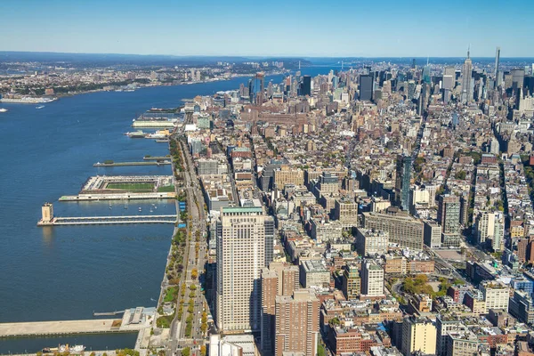 Increíble Vista Aérea Del Horizonte Manhattan Hermoso Día Ciudad Nueva —  Fotos de Stock