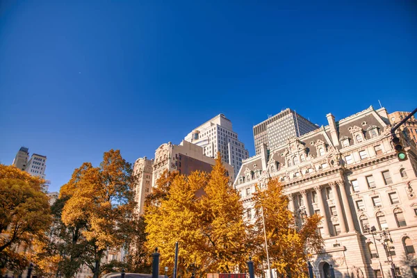 Stare Budynki Manhattanie Brooklyn Bridge Zachodzie Słońca Nowy Jork — Zdjęcie stockowe