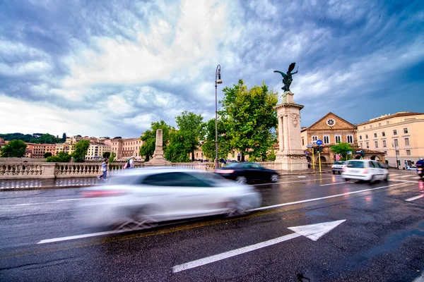 Traffic City Streets Rome Blurred Cars — Stock Photo, Image