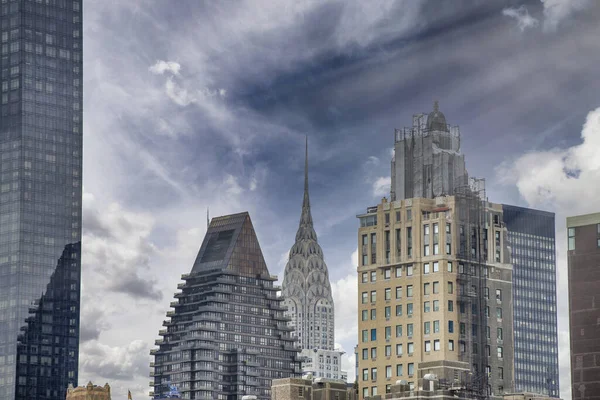 Ciudad Nueva York Atardecer Hermoso Cielo Sobre Rascacielos Ciudad — Foto de Stock