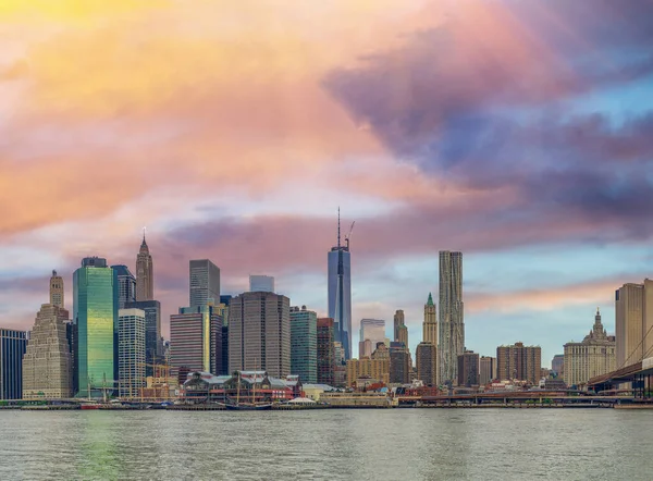 Downtown Manhattan Skyline Dusk New York — Zdjęcie stockowe