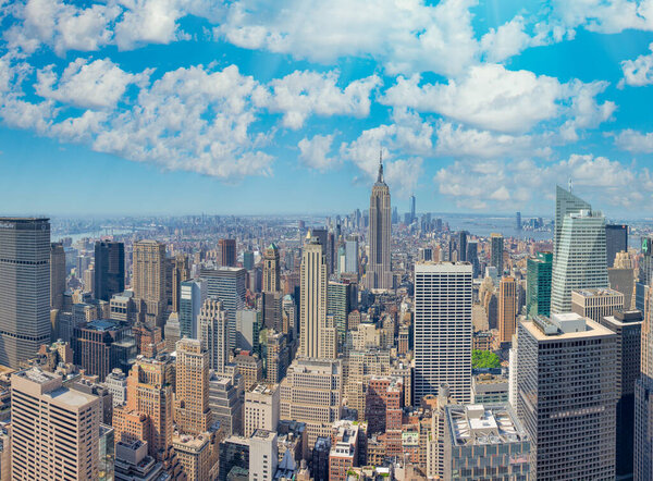 NEW YORK CITY - JUNE 10, 2013: Panoramic view of Manhattan skyline.