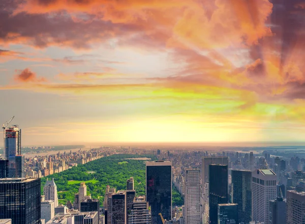 Panoramic Aerial View New York City Skyline Central Park — Stock Photo, Image