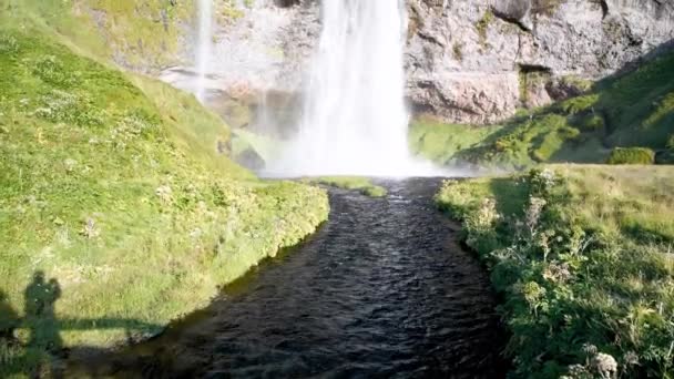 冰岛，塞尔亚兰多斯瀑布，夏季 — 图库视频影像