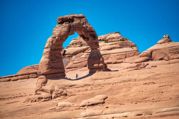 Upward View Delicate Arch Arches National Park Utah Summer Season — Stock Photo, Image