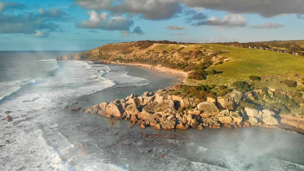 Isla Canguro Australia Meridional Vista Aérea Costa Una Hermosa Puesta —  Fotos de Stock