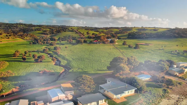 Kangaroo Island Södra Australien Flygfoto Över Kusten Vid Vacker Solnedgång — Stockfoto