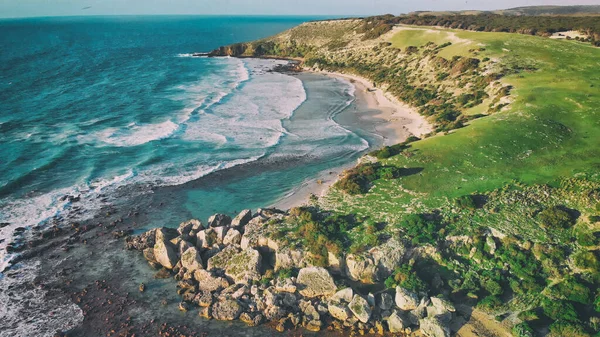 Kangaroo Island Södra Australien Flygfoto Över Kusten Vid Vacker Solnedgång — Stockfoto