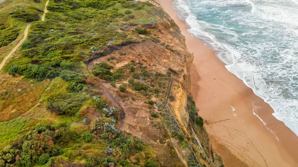 Gibson Steps, Twelve Apostles. Aerial view of beautiful australian coastline.