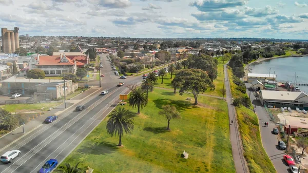 Geelong Australie Vue Aérienne Littoral Ville Depuis Drone — Photo