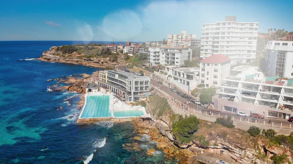 Wybrzeże Bondi Beach Sydney Widok Lotu Ptaka — Zdjęcie stockowe