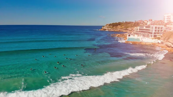 Costa Bondi Beach Sydney Vista Aérea Surfistas — Foto de Stock