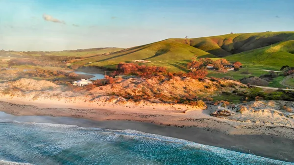 Isla Canguro Australia Meridional Vista Aérea Costa Una Hermosa Puesta — Foto de Stock