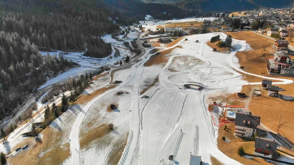 Sappada Skidspår Flygfoto Vintersäsongen Italienska Alperna — Stockfoto