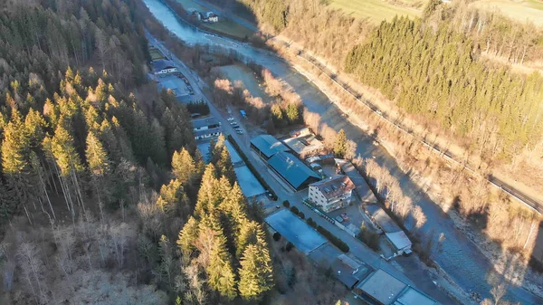 Lienz Slott Vintersäsongen Sett Utifrån Drönare Synvinkel Österrike — Stockfoto