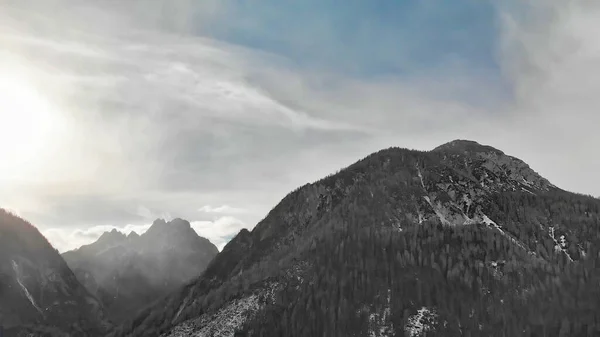 Val Visdende Dolomiitin Laakso Ilmakuva Talvikaudella Italia — kuvapankkivalokuva