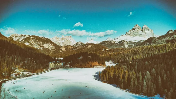 Dolomiti Italiane Inverno Veduta Aerea Misurina — Foto Stock