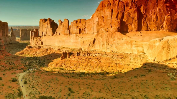 Park Avenue Vista Aérea Helicóptero Temporada Verão Arches National Park — Fotografia de Stock