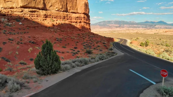 Letecký Pohled Vrtulníku Park Avenue Letní Sezóně Národní Park Arches — Stock fotografie