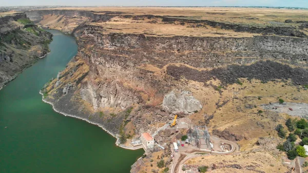 Aerial View Shoshone Falls Summer Season Drone Viewpoint Idaho Usa — Stock Photo, Image