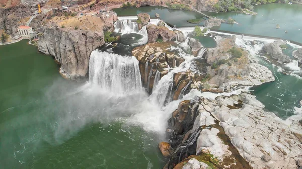 Vista Aérea Shoshone Falls Temporada Verano Desde Mirador Del Dron — Foto de Stock