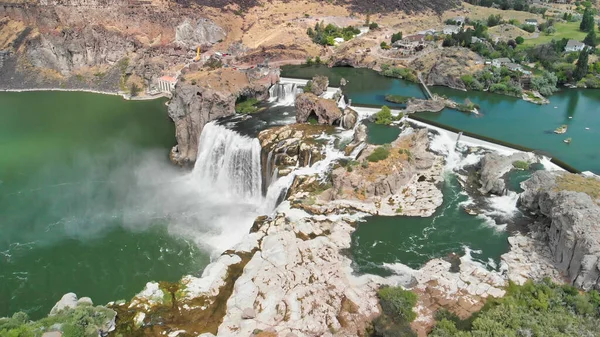 Vista Aérea Shoshone Falls Temporada Verão Ponto Vista Drone Idaho — Fotografia de Stock