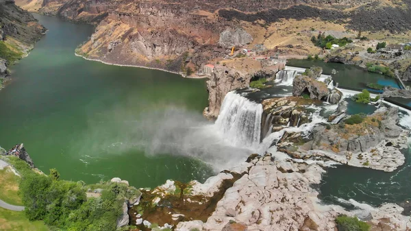 Vista Aérea Shoshone Falls Temporada Verão Ponto Vista Drone Idaho — Fotografia de Stock