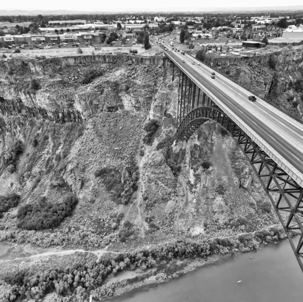Twin Falls Idaho Puente Conmemorativo Perrine Hermoso Cañón Visto Desde — Foto de Stock
