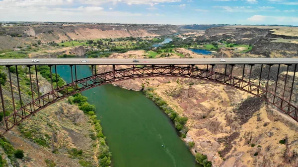Twin Falls Idaho Puente Conmemorativo Perrine Hermoso Cañón Visto Desde —  Fotos de Stock