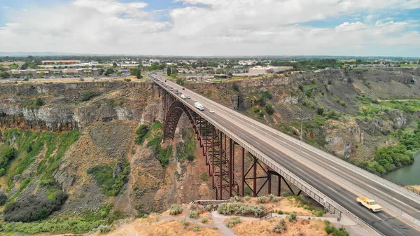 Twin Falls Idaho Perrine Anıt Köprüsü Insansız Hava Aracından Görüldüğü — Stok fotoğraf