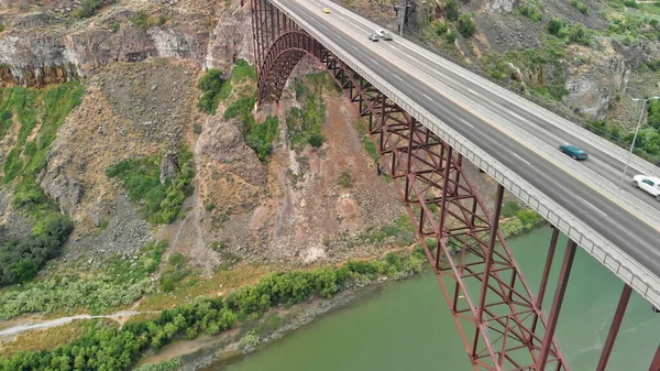 Twin Falls Idaho Perrine Memorial Bridge Beautiful Canyon Seen Drone — Stock Photo, Image