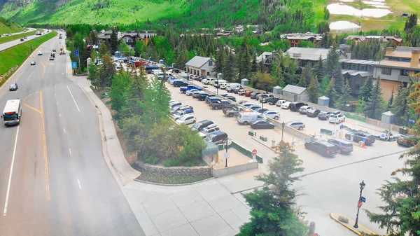 Vail Centrum Och Omgivande Berg Colorado Flygfoto Från Drönare Sommarsäsongen — Stockfoto