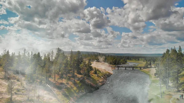 Veduta Aerea Del Bacino Sabbia Nera Yellowstone Nella Stagione Estiva — Foto Stock