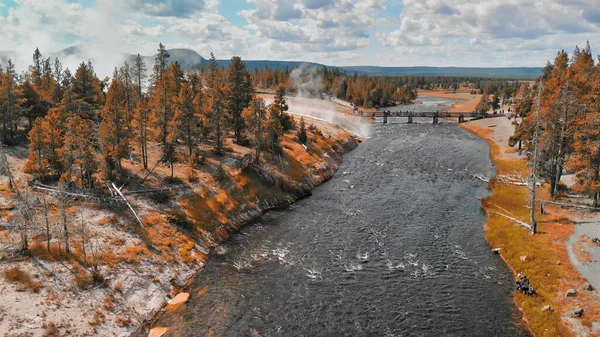 Veduta Aerea Del Bacino Sabbia Nera Yellowstone Nella Stagione Estiva — Foto Stock