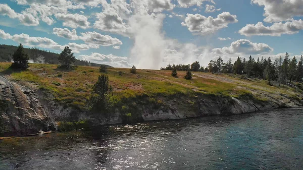 Veduta Aerea Del Bacino Sabbia Nera Yellowstone Nella Stagione Estiva — Foto Stock